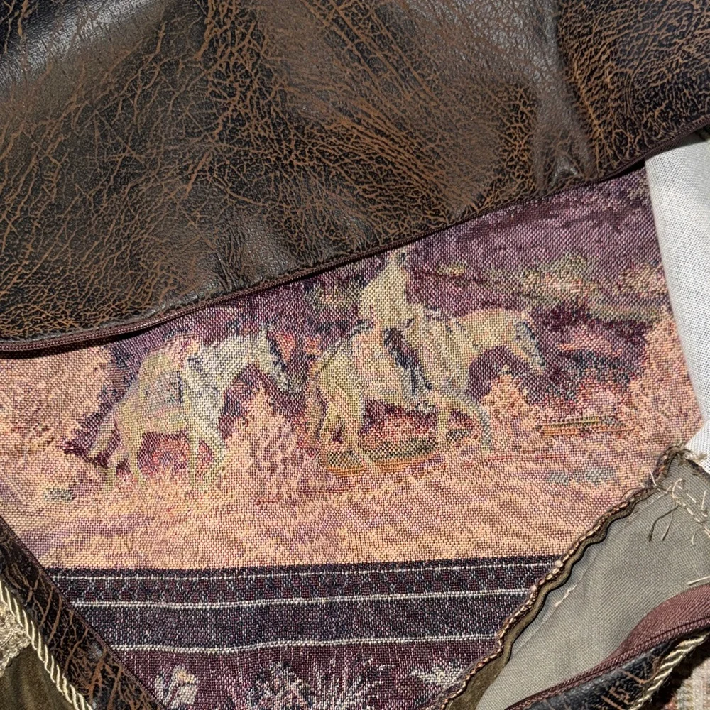 Western Tapestry and leather look Pillow Sham  by Wood River Bed Pillow size - Picture 8 of 11